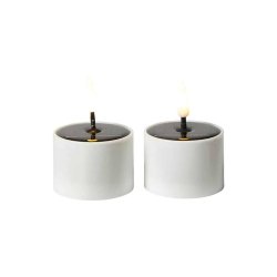 LED fyrfadslys med 3D flamme solcelle Miljvenlige risikofri og stemningsfulde  5 x H6,4 cm - 2 stk