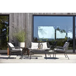Svart loungeset i UV-beskyddad polyrotting f�r 4 personer - Modell Mia