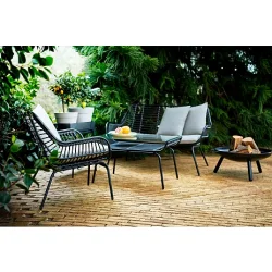 Svart loungeset i UV-beskyddad polyrotting f�r 4 personer - Modell Mia