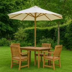 Naturfarvet parasol med bambusstok  3M - Vandtt + Dug har UV30+ solbeskyttelse. Model: Nice