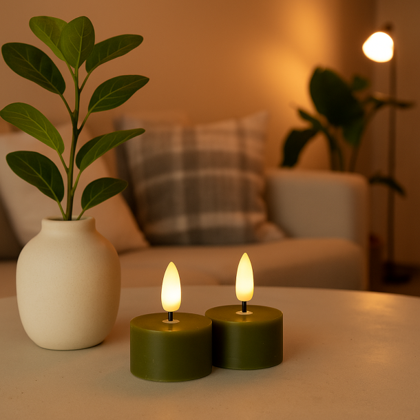 LED fyrfadslys i s�t af 2 stk. - f�s i flere farver