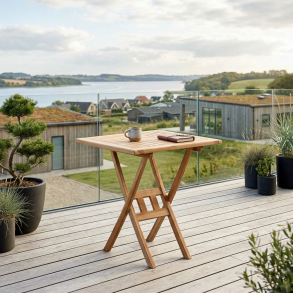 Mondena silver teak Caf�bord storlek 70x70 cm ihopf�llbart bord - l�tt att f�lla ihop & v�ger inget