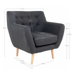 Monte lnestol i polyester med trben - vlg farve