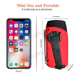 Multifunktionel ndradio med batteri, solceller, hndsving, powerbank og lygte  Sort