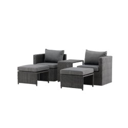 Vedligeholdelsesfrit loungest i UV-beskyttet polyrattan med all-weather hynder - Model: Quad