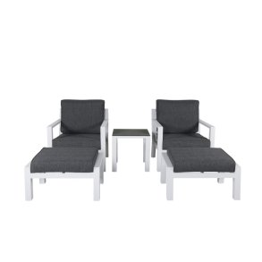 Loungeset i aluminium med gra all-weather dynor - Modell: Barcelona - Vlj frg