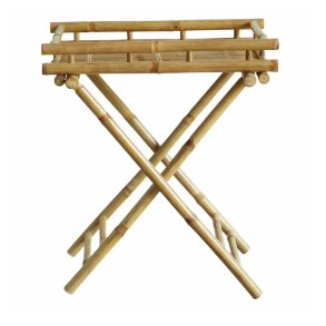 Naturfarvet bakkebord i bambustr med smukt design - Model: Agnes