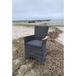 Boston havestol i UV-beskyttet polyrattan med gold teak armln - vlg stolens farve