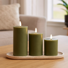 S�t af 3 LED lys i flotte farver, og med flad top og fjernbetjening