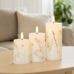 LED lys i Hvid/Guld blomst mnster med fjernbetjening