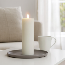 Smalle Dacore LED Vokslys i hvid med 3D Flammeeffekt - F�s i flere st�rrelser