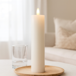 Smalle Dacore LED Vokslys i hvid med 3D Flammeeffekt - F�s i flere st�rrelser