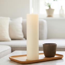 Smalle Dacore LED Vokslys i hvid med 3D Flammeeffekt - F�s i flere st�rrelser