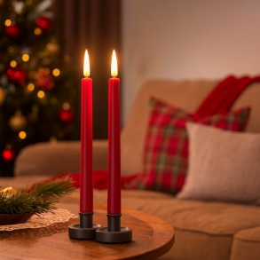 LED stagelysst med 2 lys. i flot julerd gte voks - Fs i flere strrelser