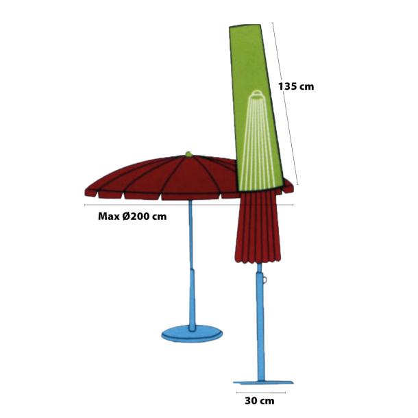 Grt parasolovertrk - passer til parasoller op til 200 cm i diameter