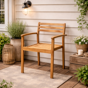 Teaktr�s stabelstol med arml�n - model: Oxford