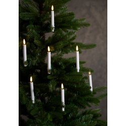 Autentisk lignende LED julelys  10 stk til juletret - styres af fjernbetjening - Batteri - 3D