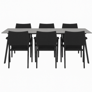  Pamala havembelst. Bestende af bord i durafit og 6 stole i flot design. Ingen vedligeholdelse!