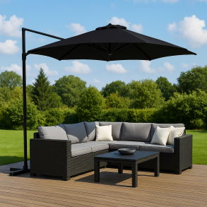 100% vandtt rund hngende parasol med krydsfod  - Model: Ulrik - 2,7M