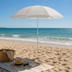 Praktisk strandparasol �180 cm � Parasol med solidt metalr�r - F�s i flere farver