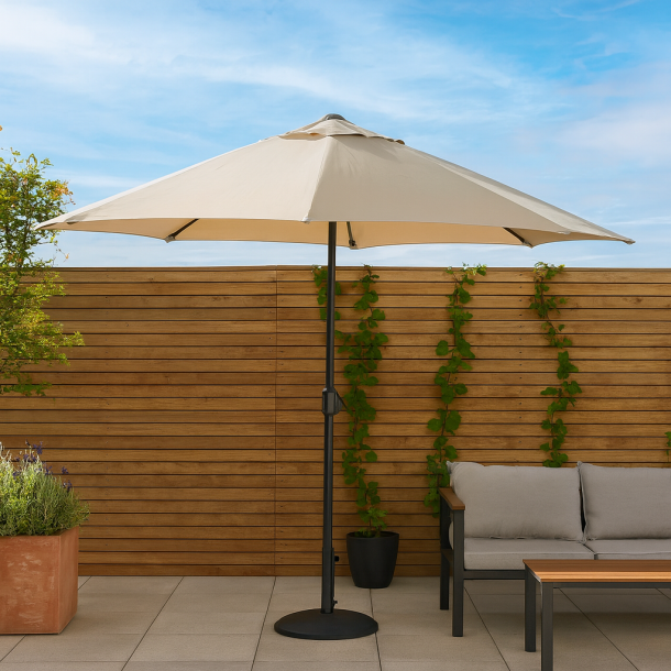 Aluminiums Parasol  3 Meter Med 6 Ribber. Model: Ida. BESKYT DIG SELV MOD SOLEN MED DENNE PARASOL!!