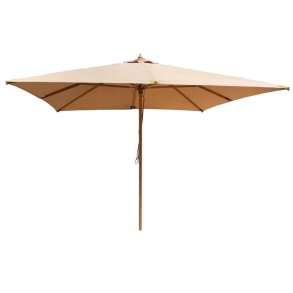 Sunbrella" træstoks parasol - 3m - Vandtæt + har UV50+ solbeskyttelse. Model: Toulouse - Træstok med olefin dug