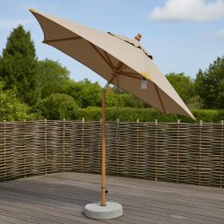 Parasol m/ Tilt - : 2,5 m. Vlg farve - Vandtt + Dug har UV30+ solbeskyttelse. Model: Geneve