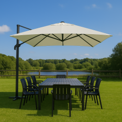 Bilbao Hngparasoll 3 x 3 M med tilt och "vridbar fot" mot lgt hngande sol.100% vattentt