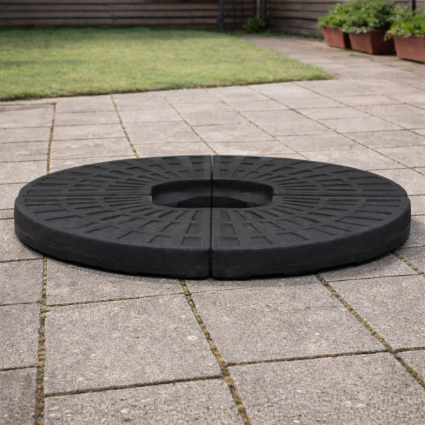 Svart platta f�r h�ngparasoll i pp-plast och betong - 23 kg