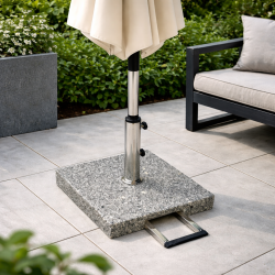 Parasollfot fyrkantig i granit 45x45 cm / Hjul / Handtag Gr� 40 kg