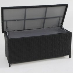 Sofia XL dynbox 160x75 cm. Svart UV-skyddad polyrotting och aluminiumram inkl. vattentt innervska