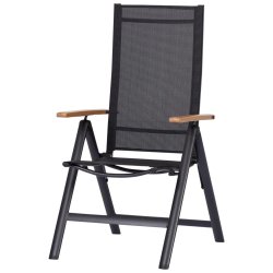 Sort positionsstol med teak-look armln - Model Lise