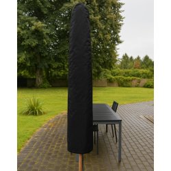 Premium vandtt cover i sort uv-resistent polyester til parasol  H140 cm. passer til 200 - 250cm.