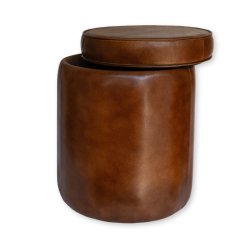 Luksuris puf fra Dacore i GTE bffellder - Cognac - m. Lg til opbevaring.  38 cm H48 cm