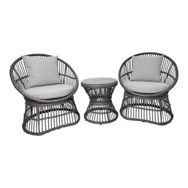 Vedligeholdelsesfrit loungest i gr Rattan med hynder i polyester - Model: Nalu