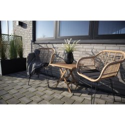Bambus-look stol i polyrattan med ben af metal -et smukt og klassisk design - siddehynde inkluderet