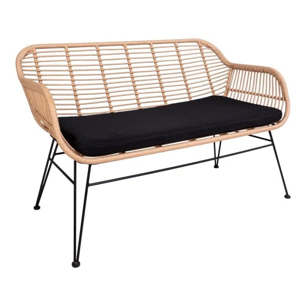 Bambus-look Sofa i polyrattan-et smukt og klassisk design - hynde inkluderet. Fs i flere farver