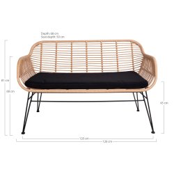 Bambus-look Sofa i polyrattan-et smukt og klassisk design - hynde inkluderet. Fs i flere farver