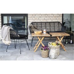 Bambus-look Sofa i polyrattan-et smukt og klassisk design - hynde inkluderet. Fs i flere farver