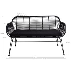 Bambus-look Sofa i polyrattan-et smukt og klassisk design - hynde inkluderet. Fs i flere farver