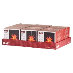  Stjerne med rdt lys - M/1 LED 12CM M/TIMER - IP20 Batteribox - indendrs brug STEMNINGSFULDT LYS!