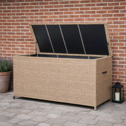 100 % vandt�t mega hyndeboks med hjul. UV-beskyttet polyrattan. str. 168x75 cm   - v�lg farve Natur