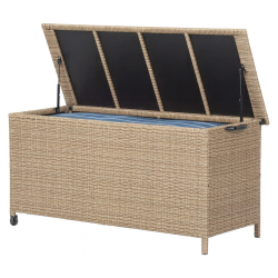 100 % vandtt hyndeboks med hjul. UV-beskyttet polyrattan. str. 133x54XH63 cm:  - vlg farve