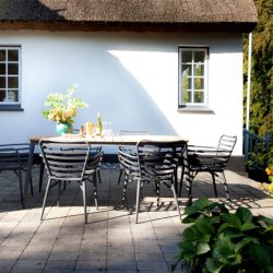 Rio Havebord i teak med aluminiumstel - vlg stelfarve!