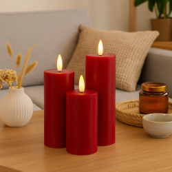 Batteridrevet LED bloklys med 3D v�ge. 12,5, 15 og 17,5 cm. h�j - v�lg farve: