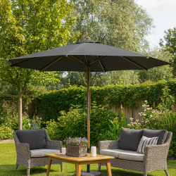 MEGA Olefin parasoll -  3,5 meter runt. Vlj frg. Vattentt + Dug har UV50+ solskydd. Mod.: Cannes