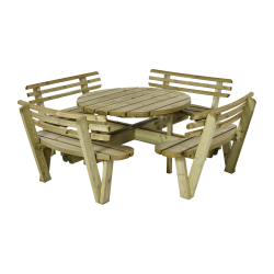 Rundt bnke st til 8 personer i nletr