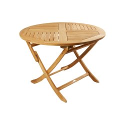 Rundt foldbart havebord. St.  110 cm til 4 personer. BOSTON GOLD TEAK
