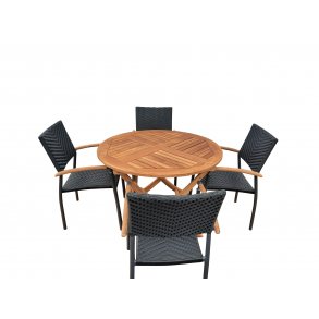 Boston/Era rundt havest til 4 personer med stole i UV-beskyttet polyrattan