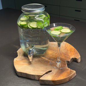 Saftdispenser med tappehane, alu lg og massivt glas med mnster: Vlg strrelse